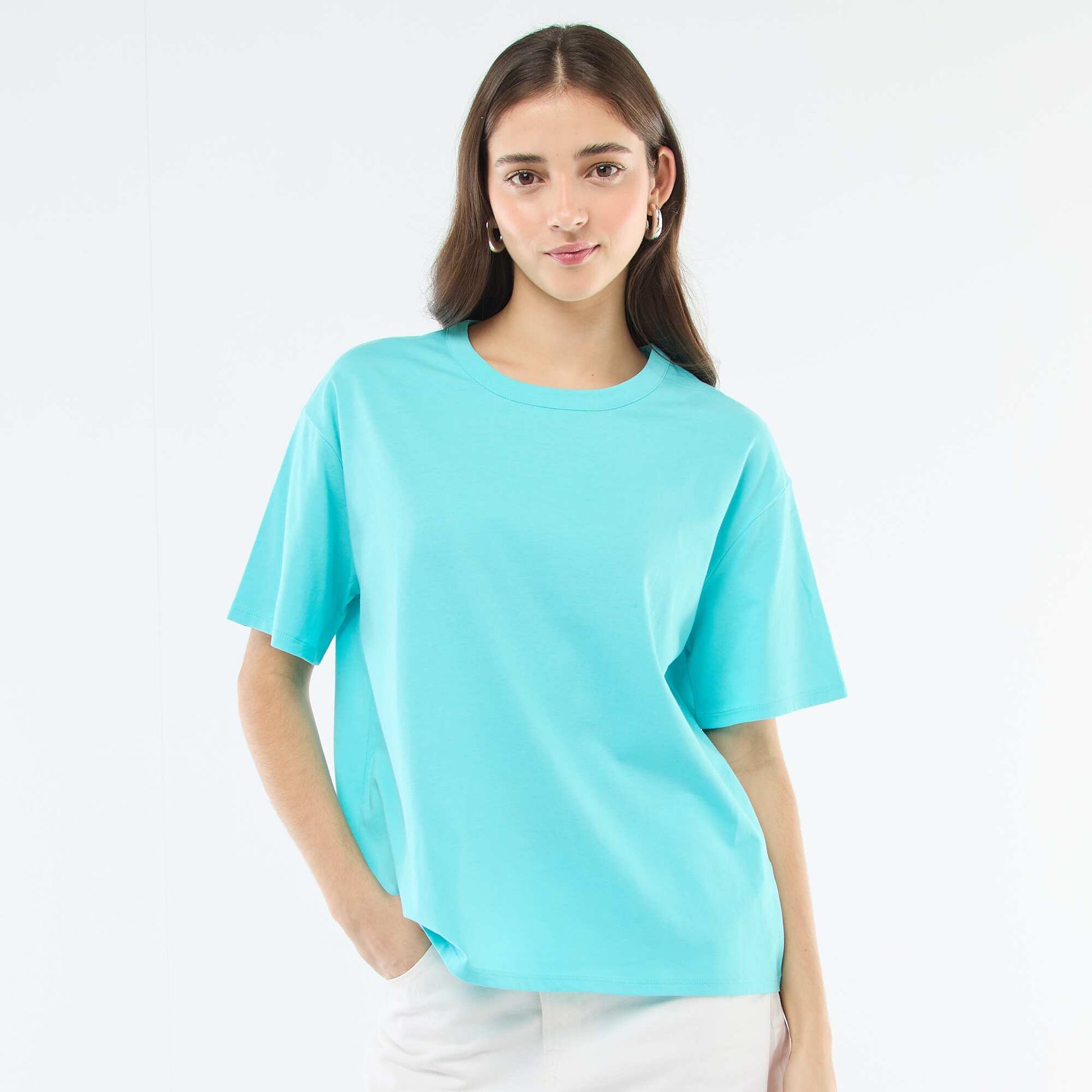 Tee-shirt uni manches courtes BLEU