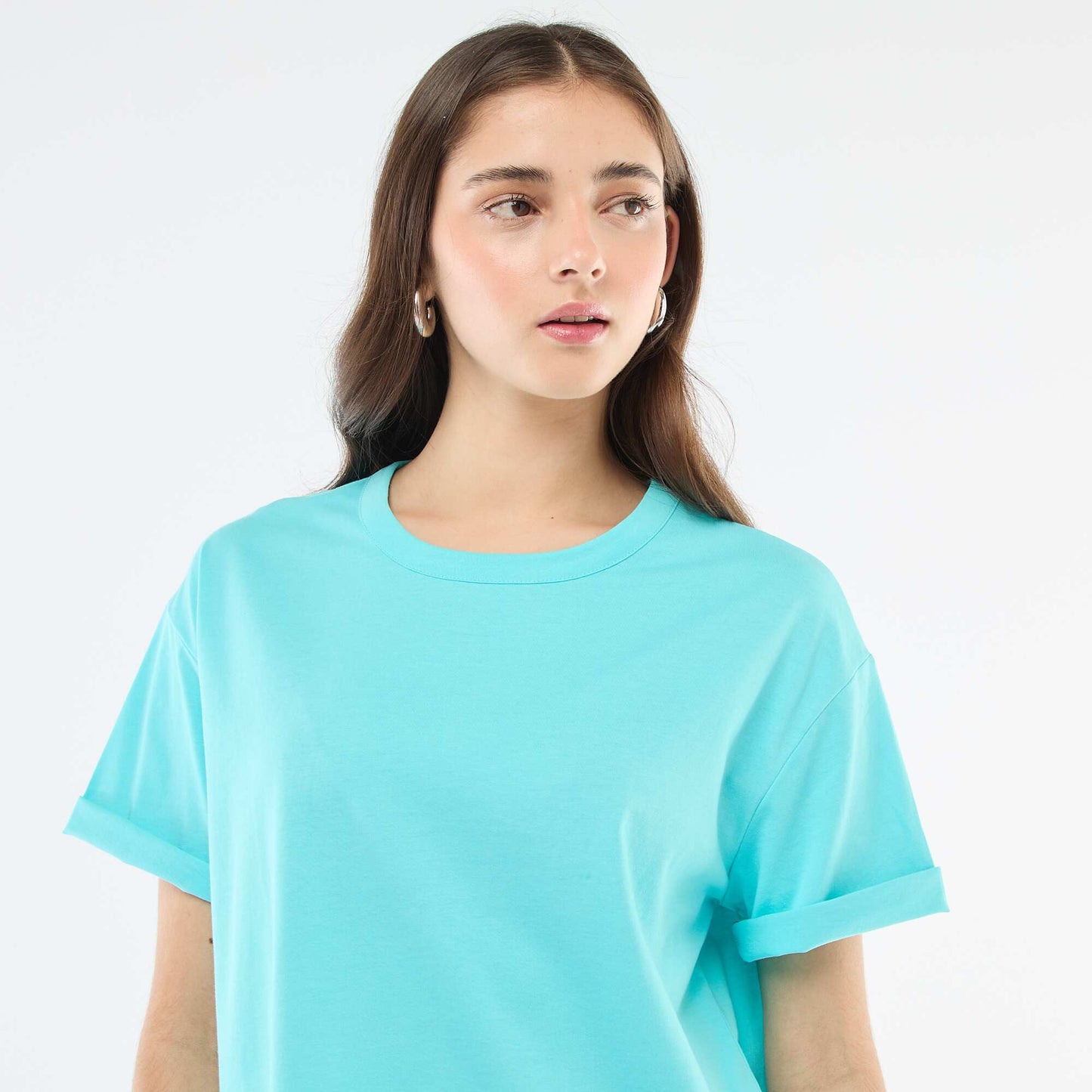 Tee-shirt uni manches courtes BLEU