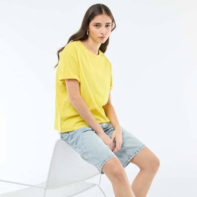 Tee-shirt uni manches courtes JAUNE