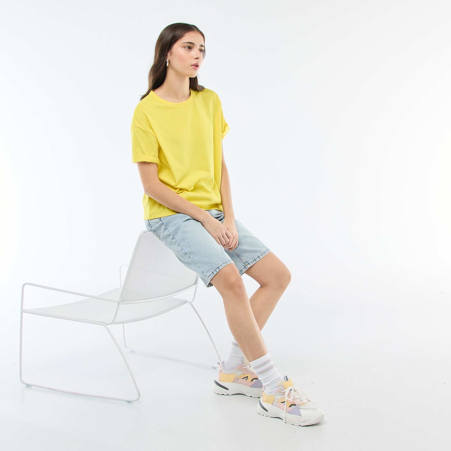 Tee-shirt uni manches courtes JAUNE