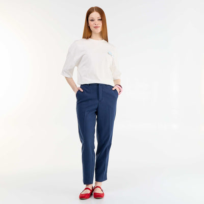 Pantalon chino à taille élastique BLEU