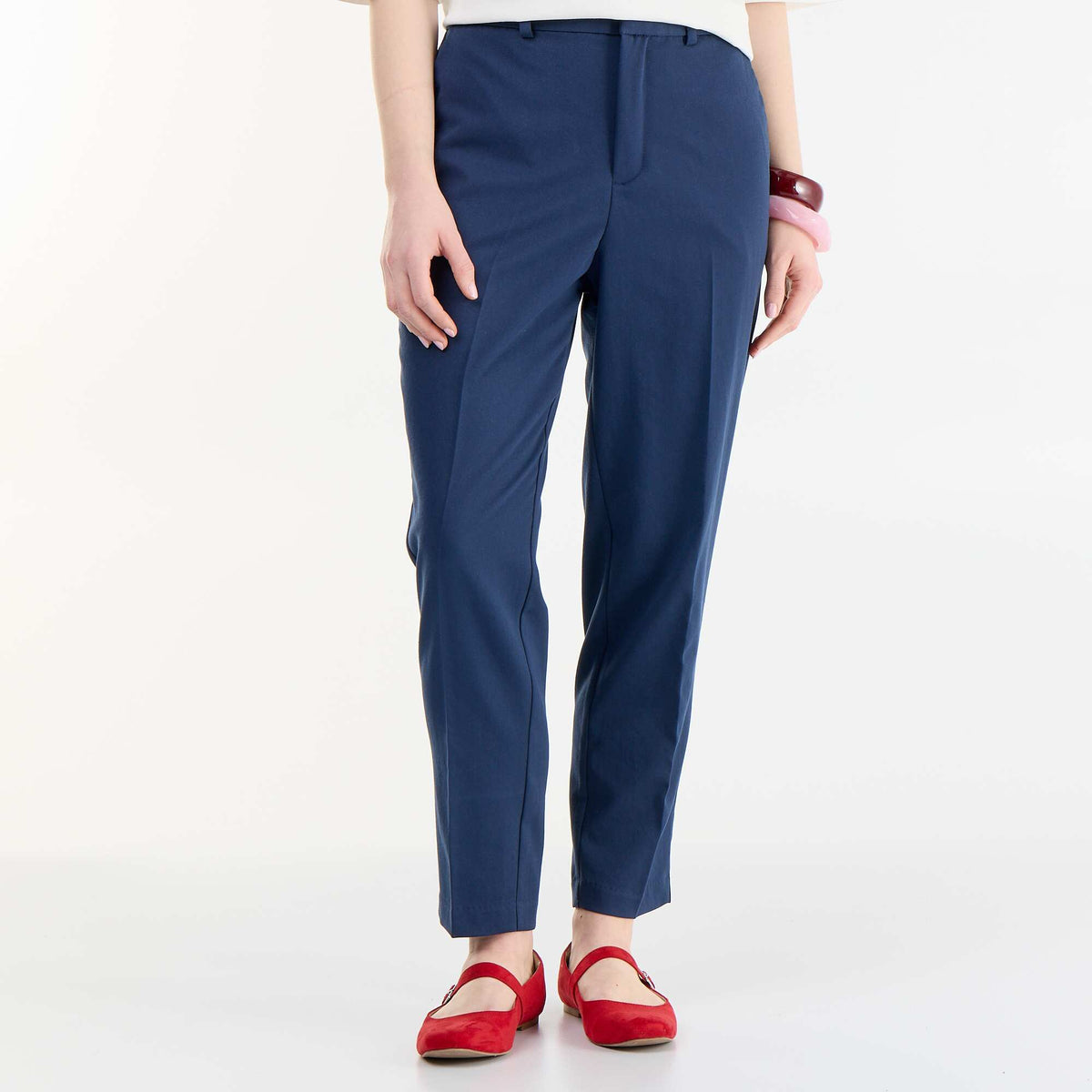 Pantalon chino à taille élastique BLEU