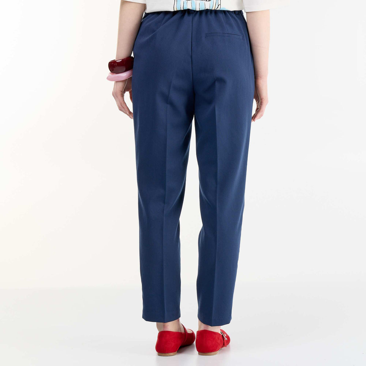Pantalon chino à taille élastique BLEU