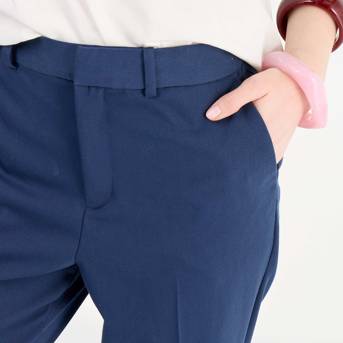 Pantalon chino à taille élastique BLEU
