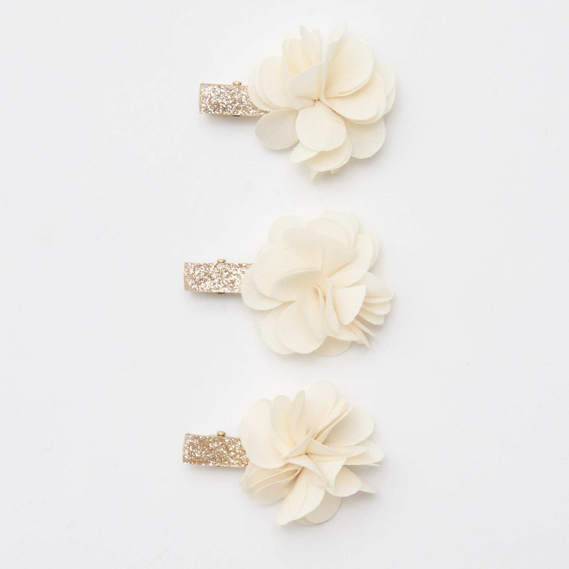 Lot de 3 pinces croco en fleur BEIGE