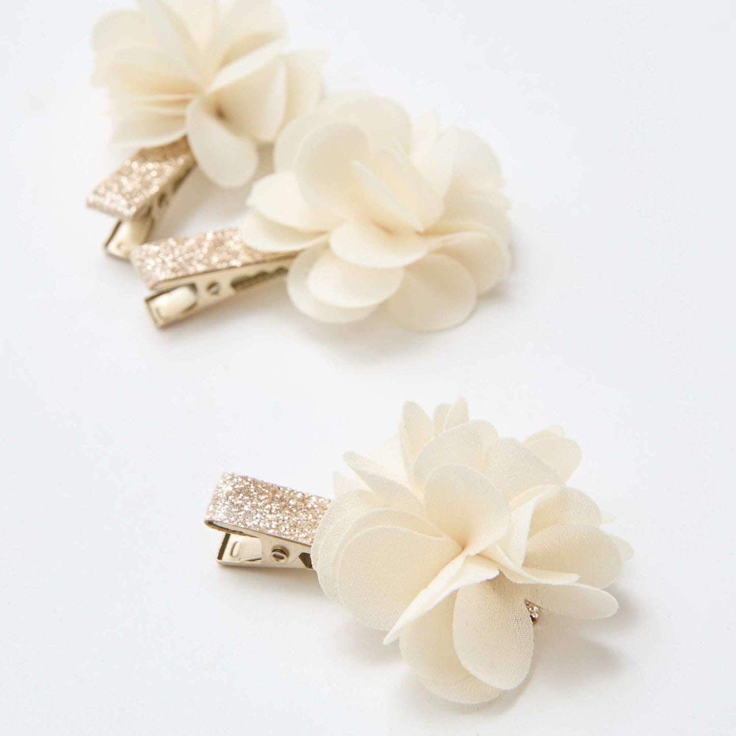 Lot de 3 pinces croco en fleur BEIGE