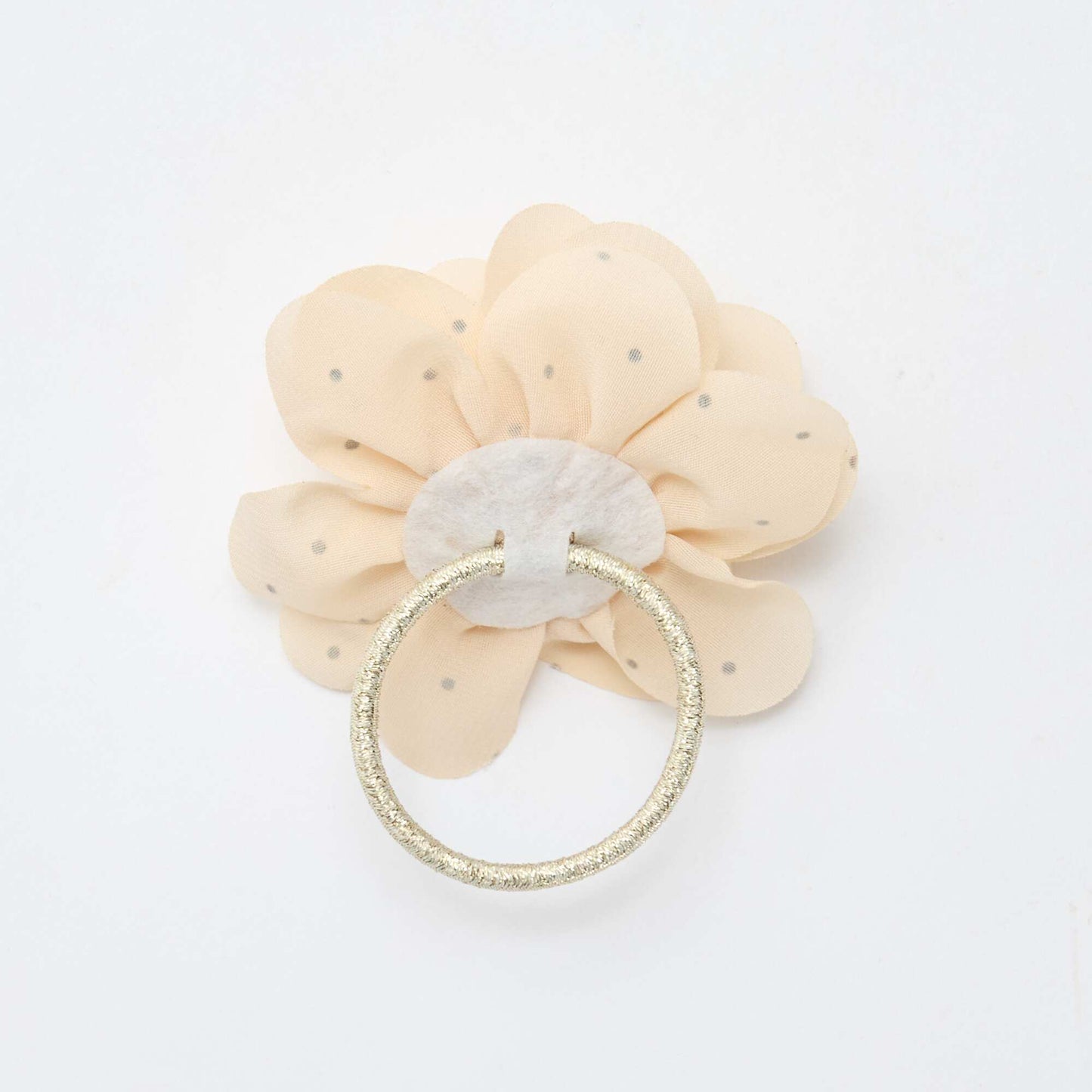 Gros chouchou à fleur avec strass BEIGE