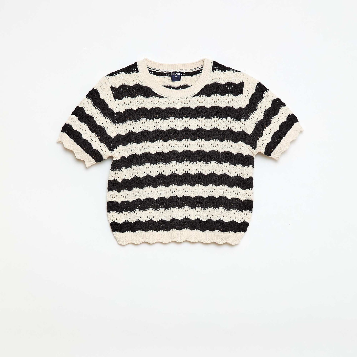 Pull en crochet à manches courtes NOIR