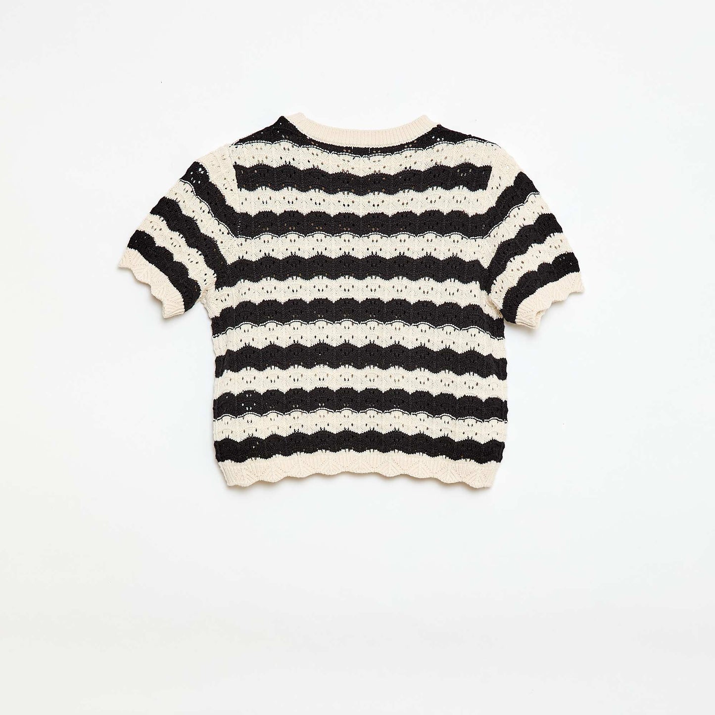 Pull en crochet à manches courtes NOIR