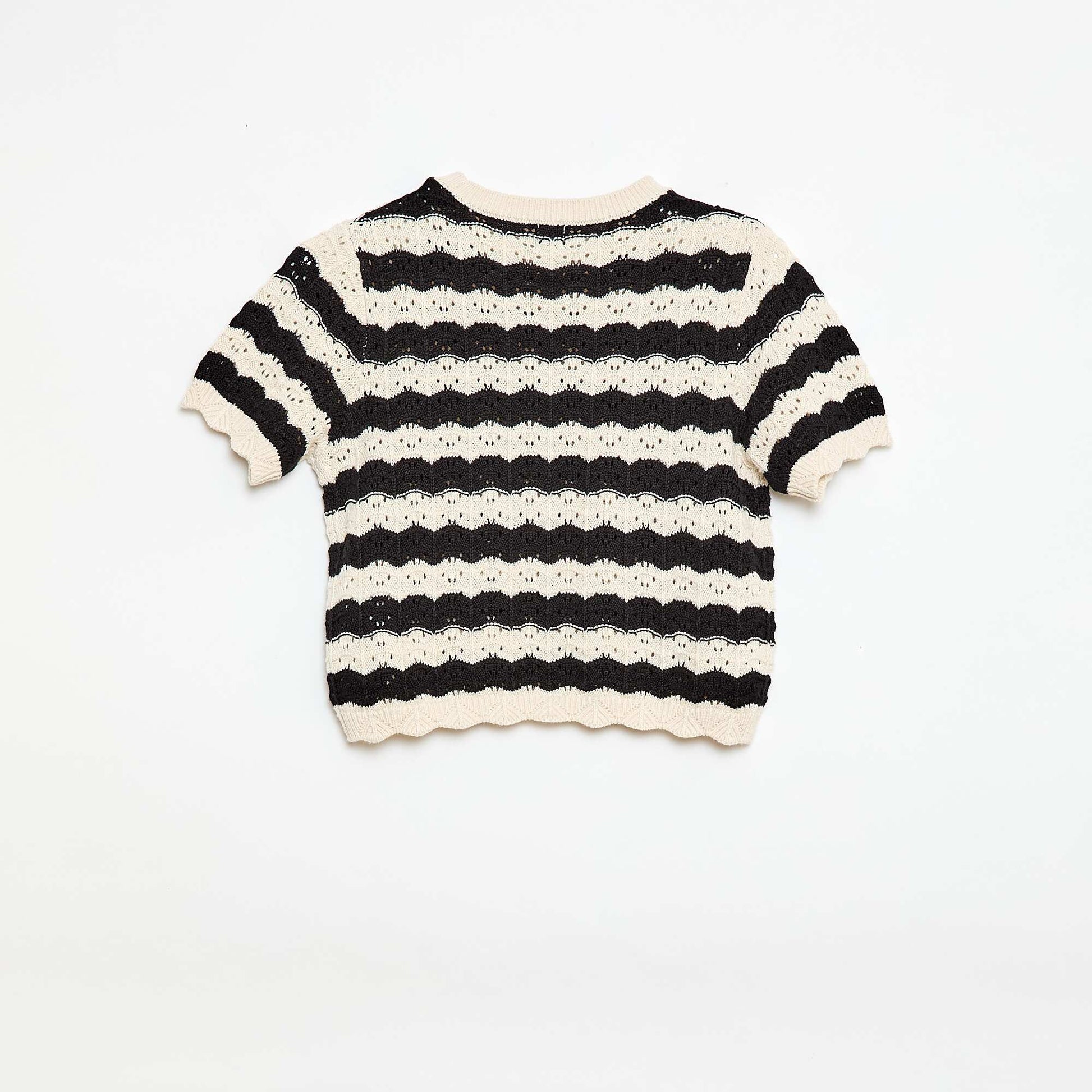 Pull en crochet à manches courtes NOIR