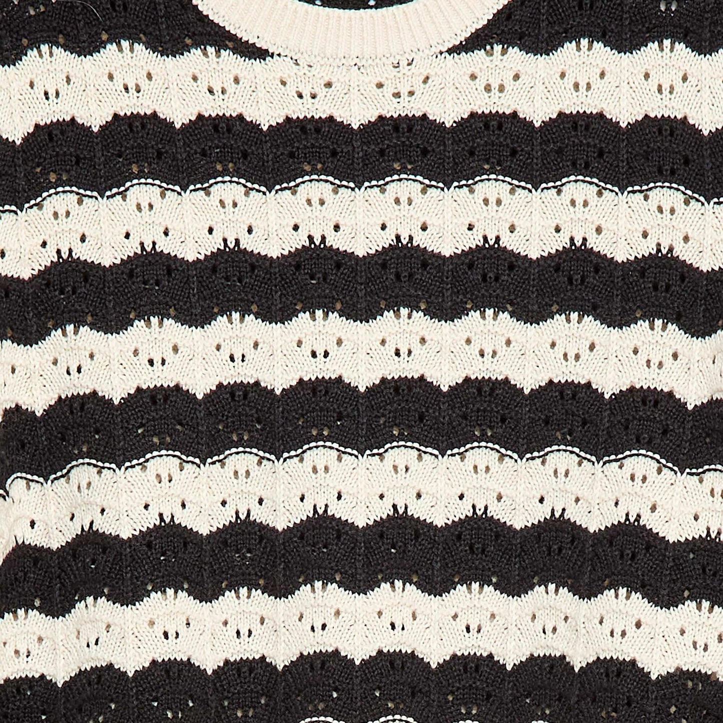 Pull en crochet à manches courtes NOIR