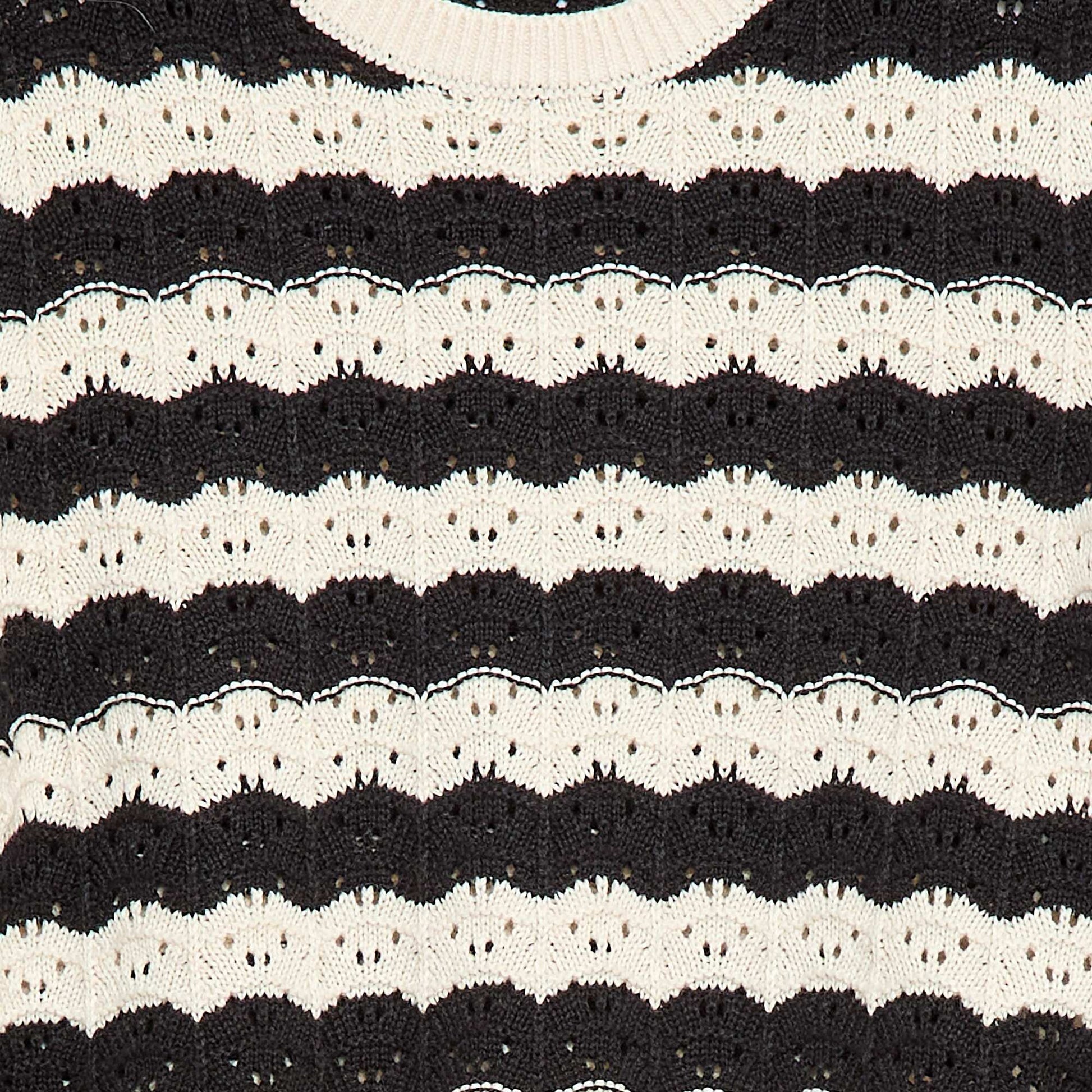 Pull en crochet à manches courtes NOIR