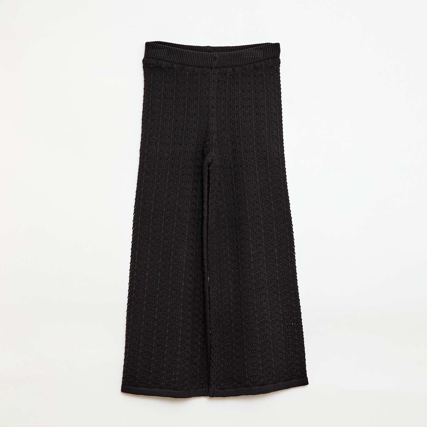 Pantalon en crochet forme flare / coupe évasée NOIR