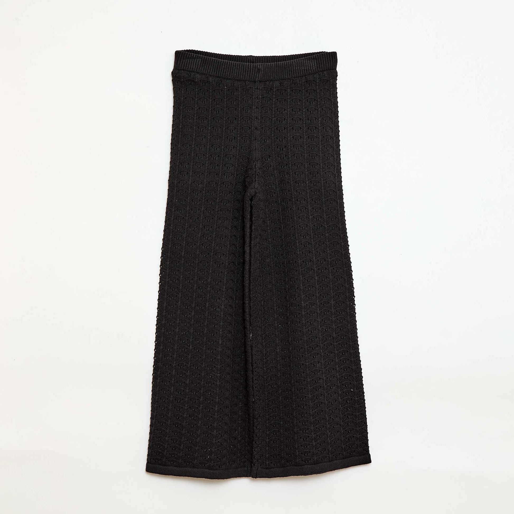 Pantalon en crochet forme flare / coupe évasée NOIR