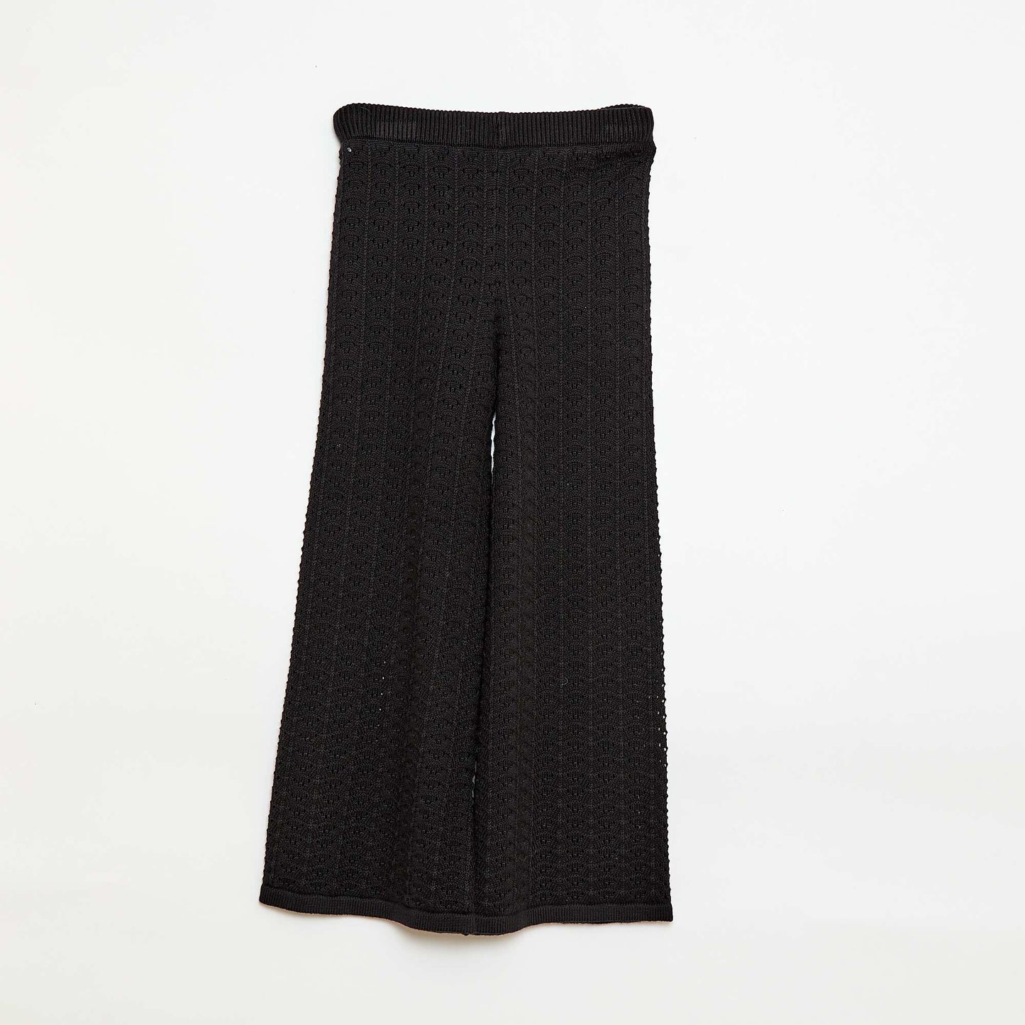 Pantalon en crochet forme flare / coupe évasée NOIR