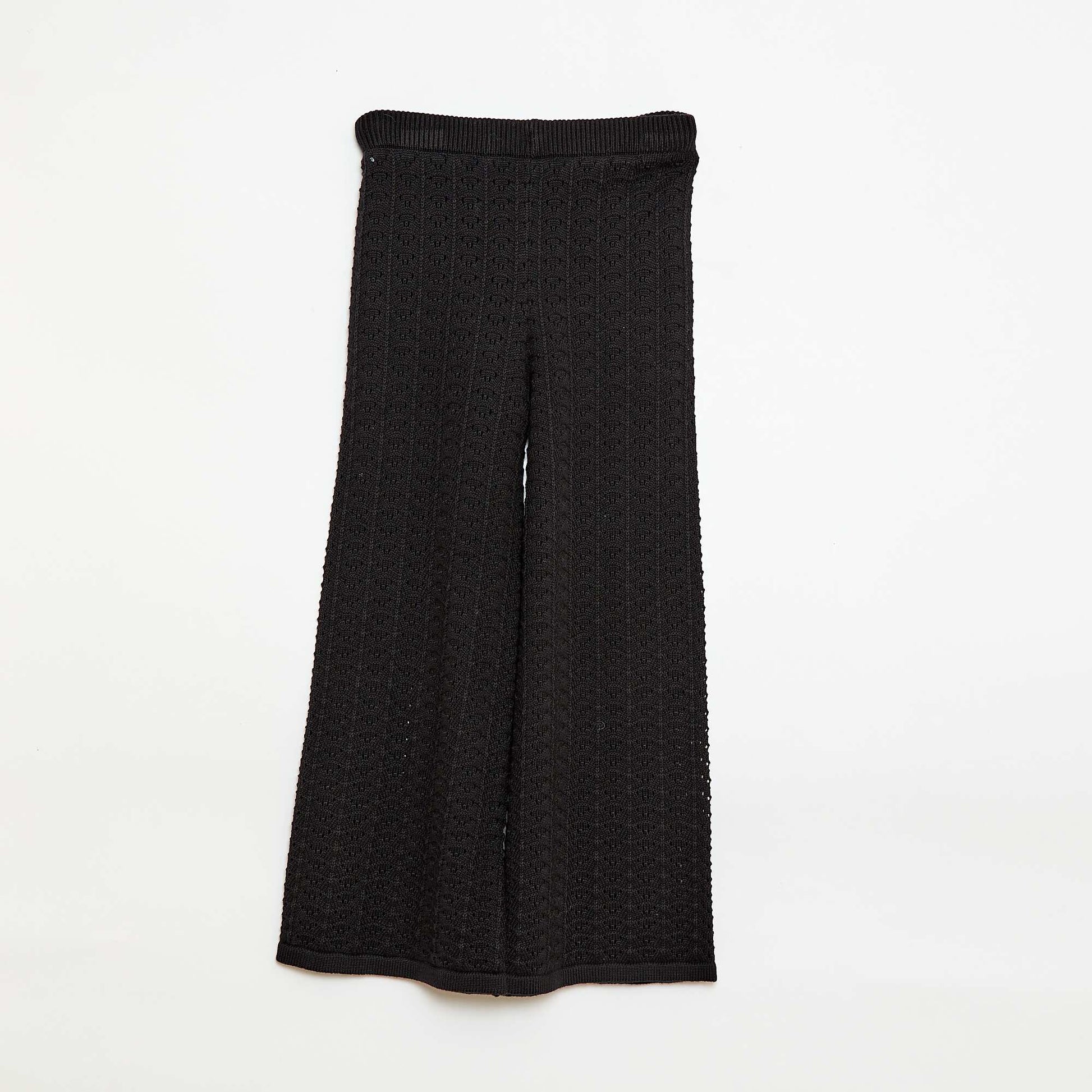 Pantalon en crochet forme flare / coupe évasée NOIR