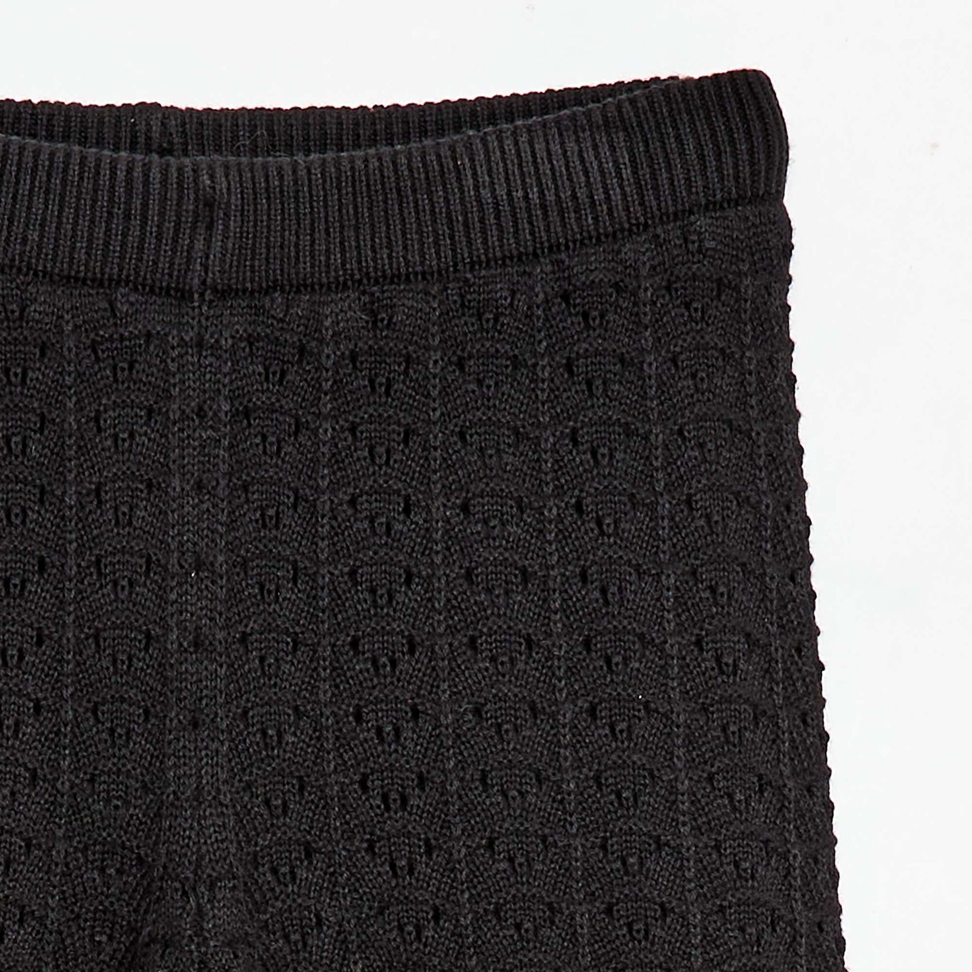 Pantalon en crochet forme flare / coupe évasée NOIR