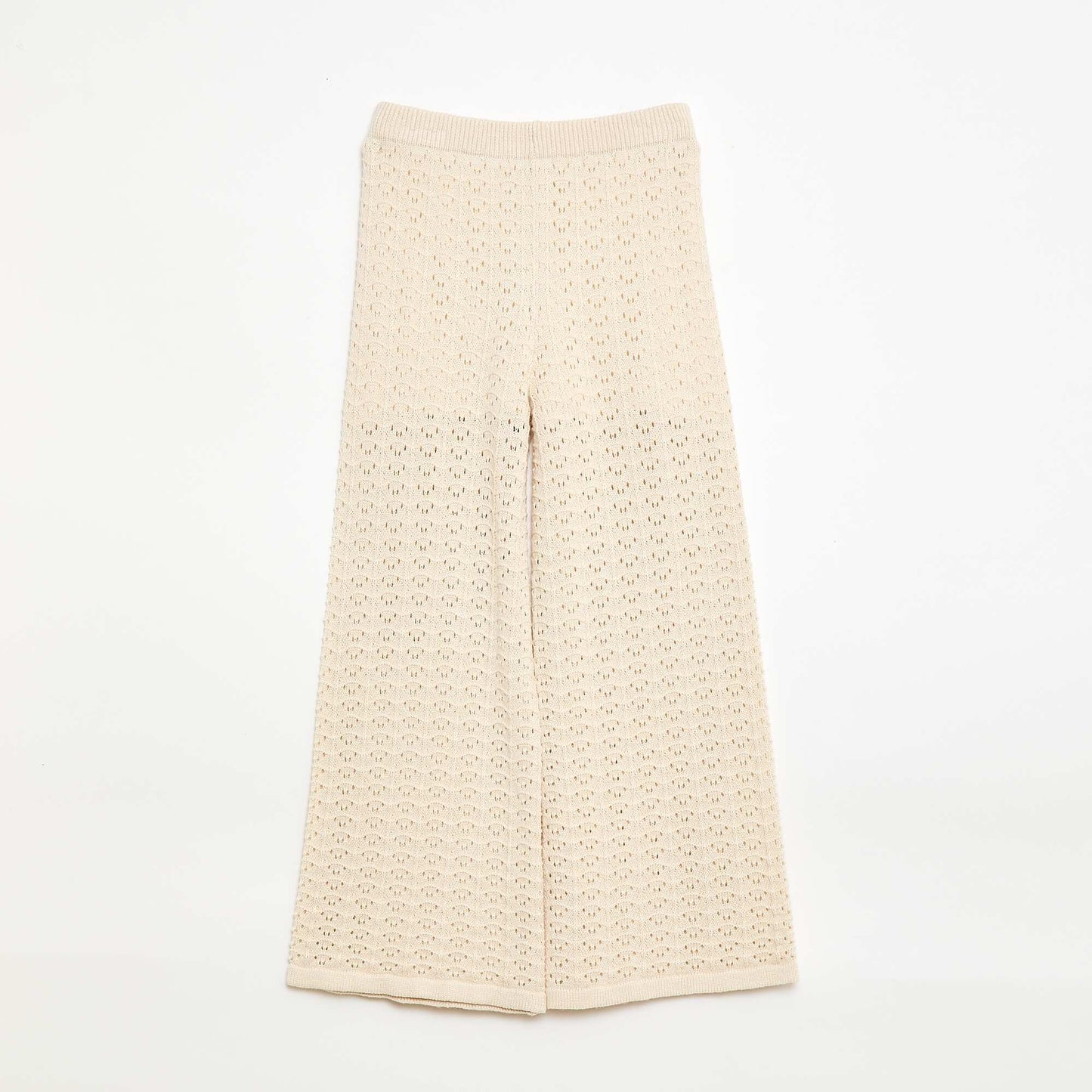 Pantalon en crochet forme flare / coupe évasée BEIGE