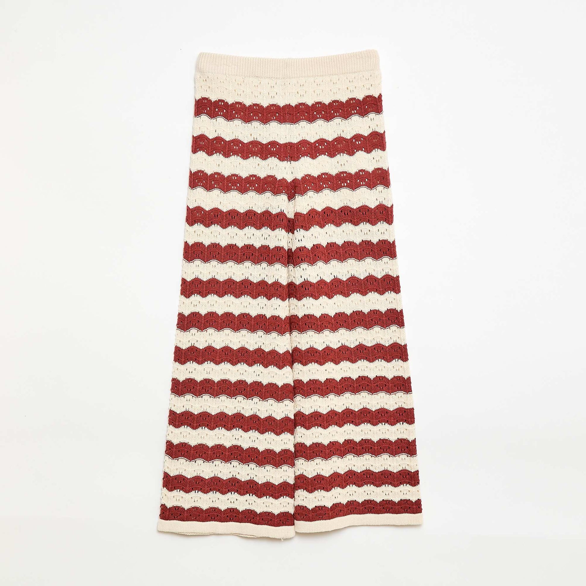 Pantalon en crochet forme flare / coupe évasée MARRON