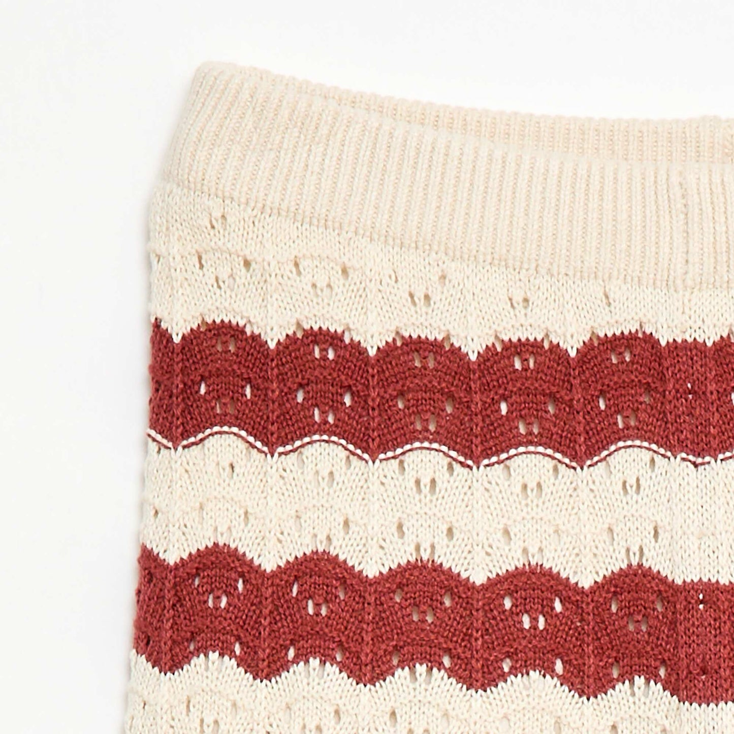 Pantalon en crochet forme flare / coupe évasée MARRON