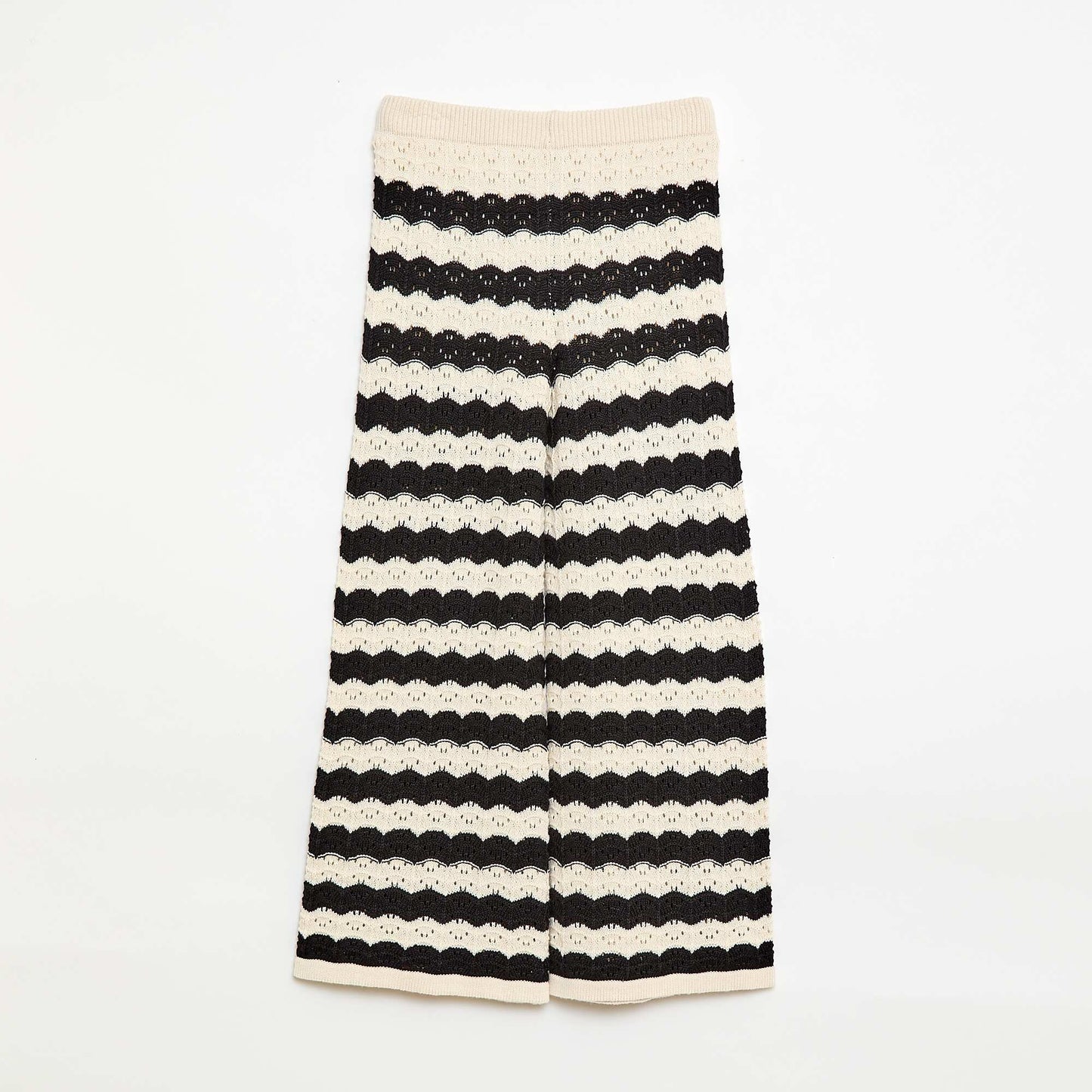 Pantalon en crochet forme flare / coupe évasée NOIR