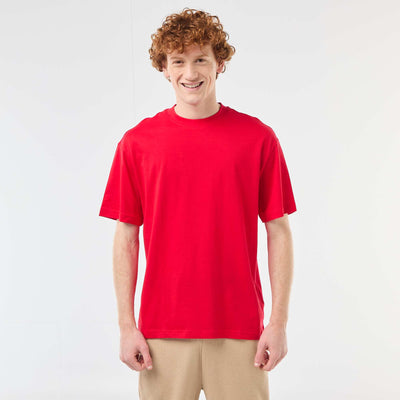 T-shirt uni manches courtes en coton ROUGE