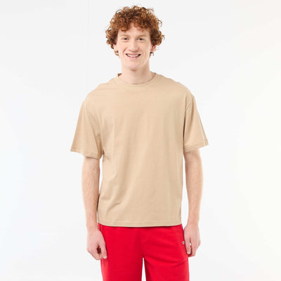 T-shirt uni manches courtes en coton BEIGE