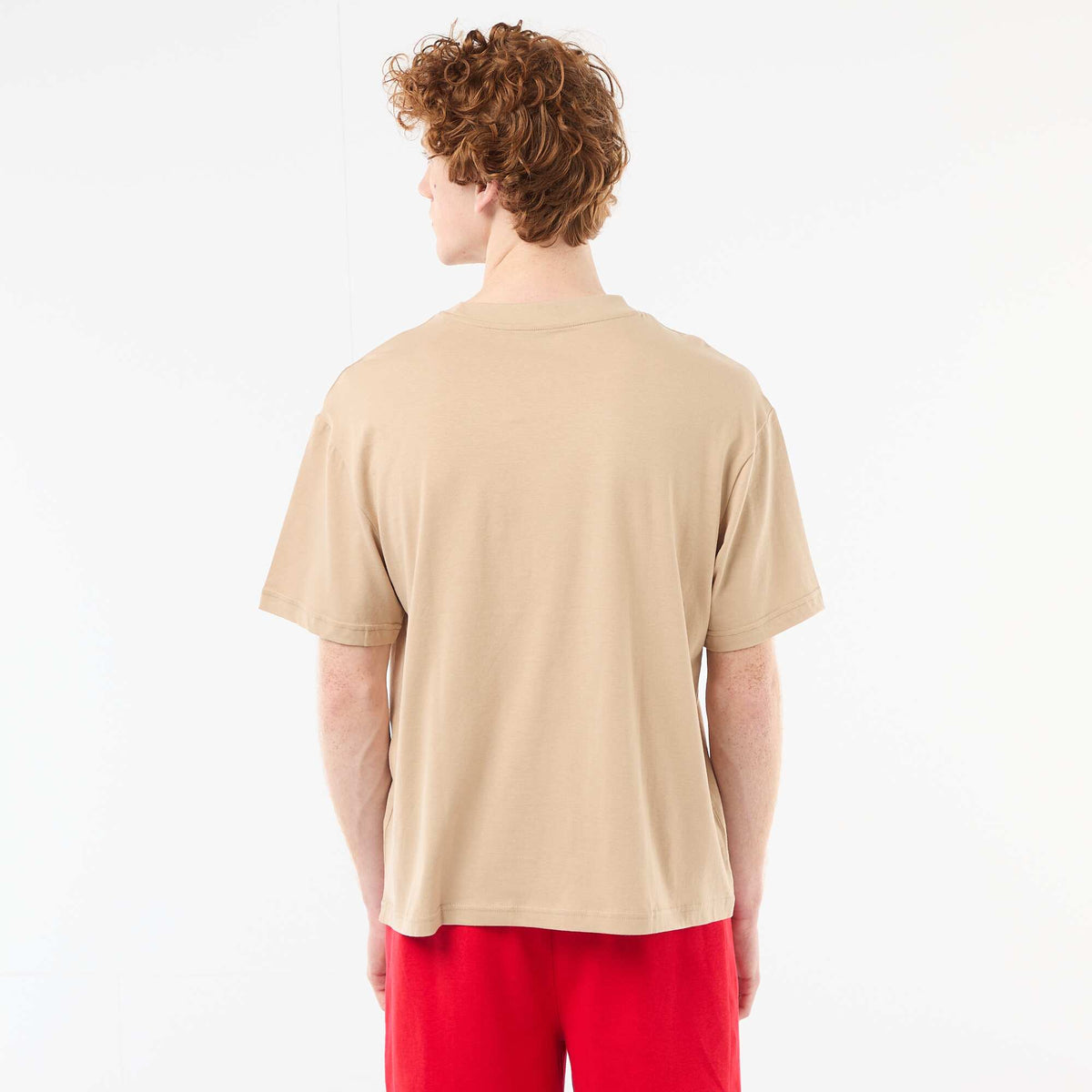 T-shirt uni manches courtes en coton BEIGE