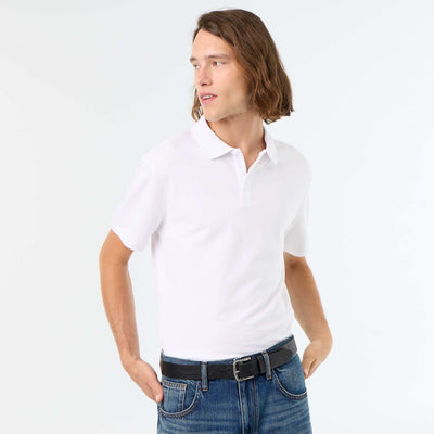 Polo uni manches courtes en coton BLANC