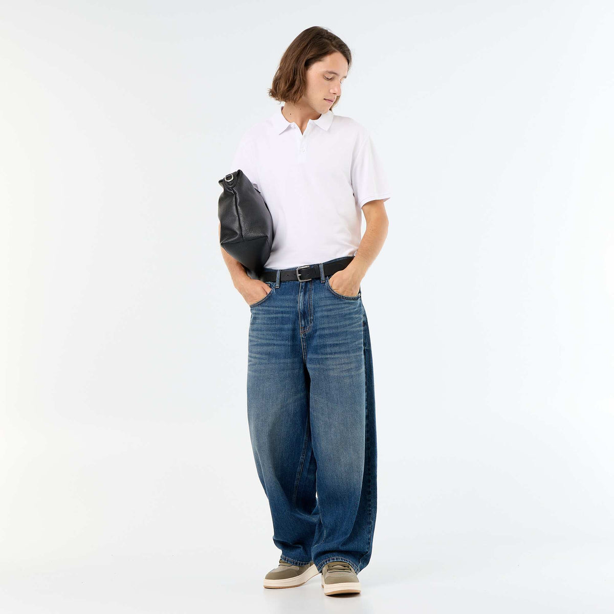 Polo uni manches courtes en coton BLANC