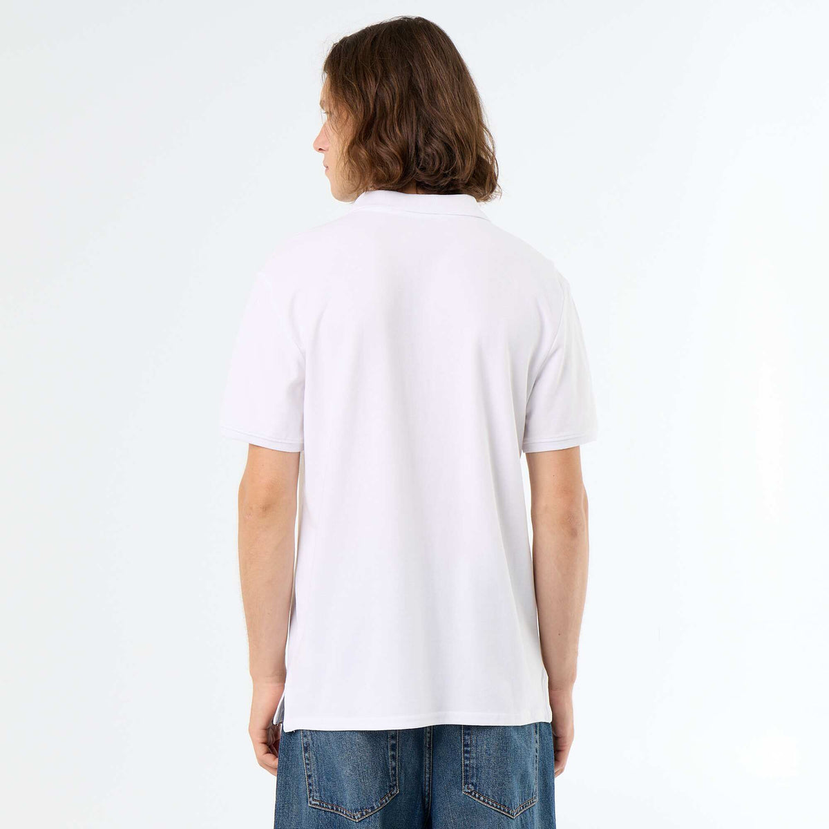 Polo uni manches courtes en coton BLANC