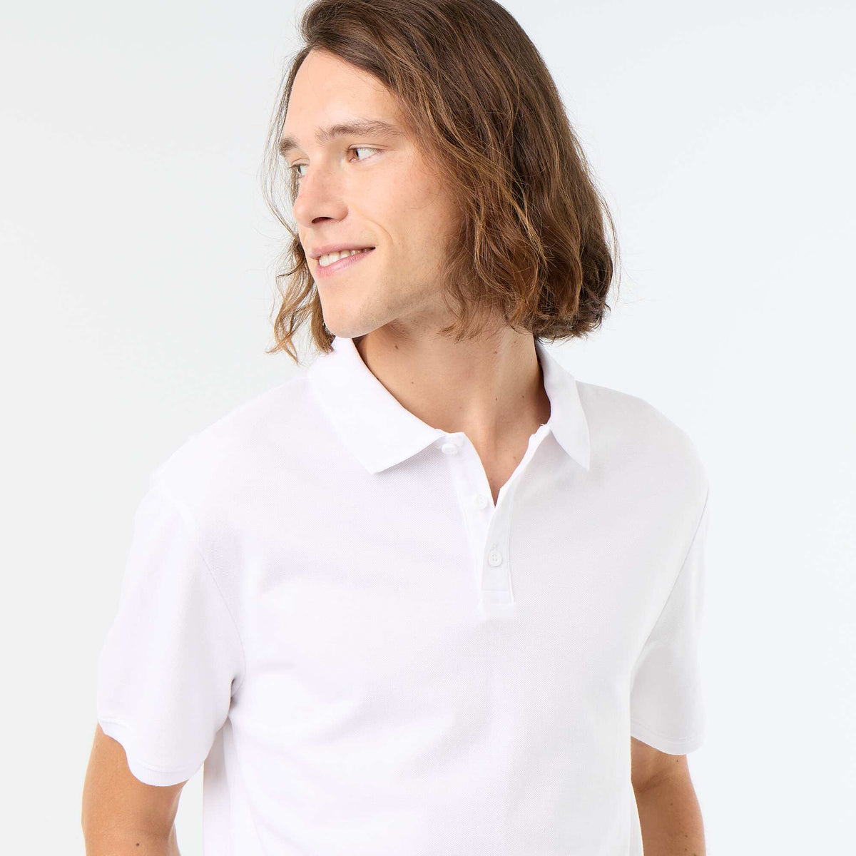Polo uni manches courtes en coton BLANC