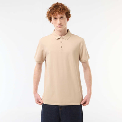 Polo uni manches courtes en coton BEIGE