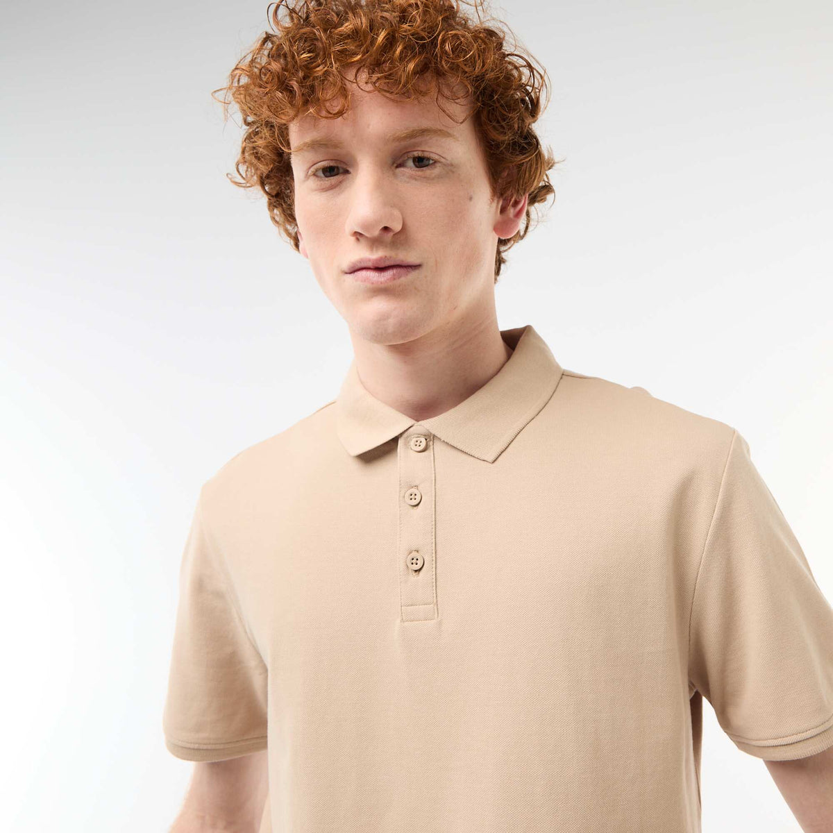 Polo uni manches courtes en coton BEIGE