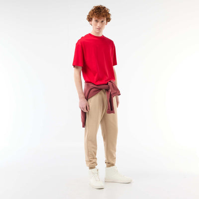 Jogging uni en coton avec poches zippées BEIGE