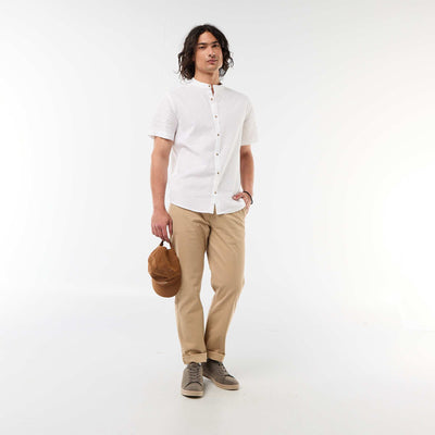 Pantalon chino regular uni BEIGE