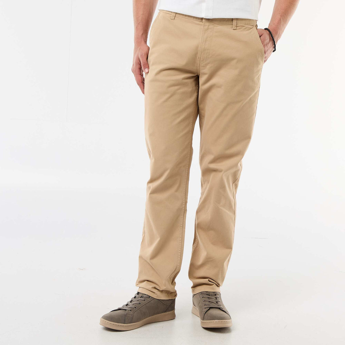 Pantalon chino regular uni BEIGE