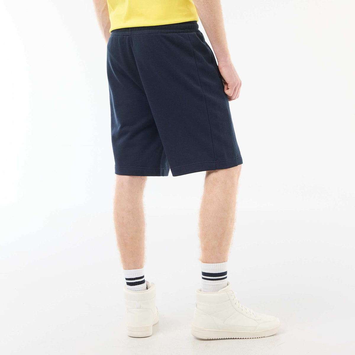 Short uni en french terry coton avec poches zippées BLEU