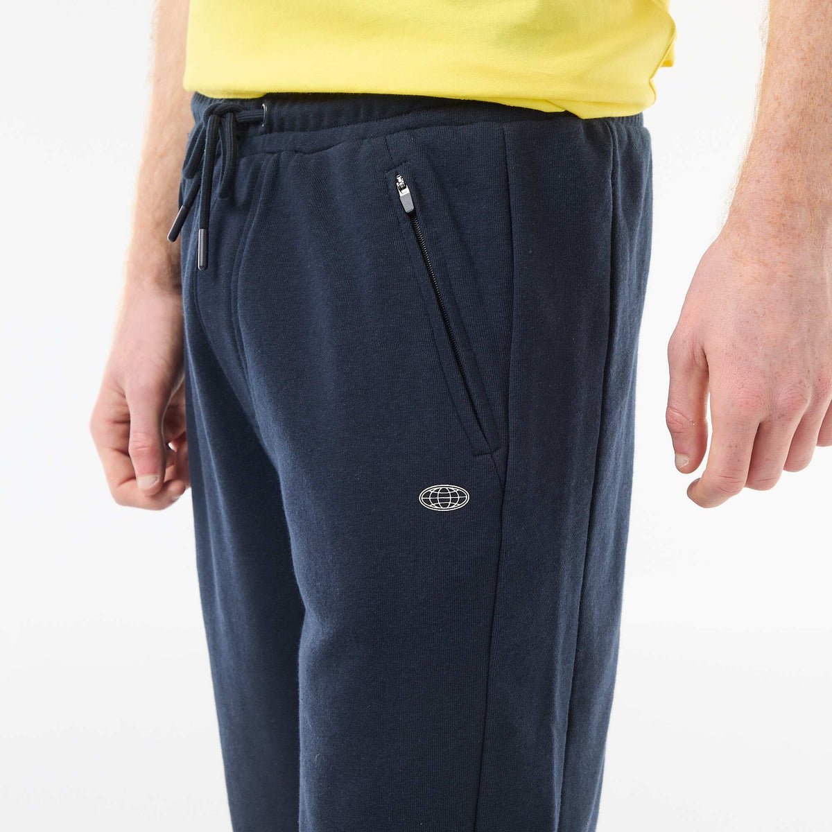 Short uni en french terry coton avec poches zippées BLEU