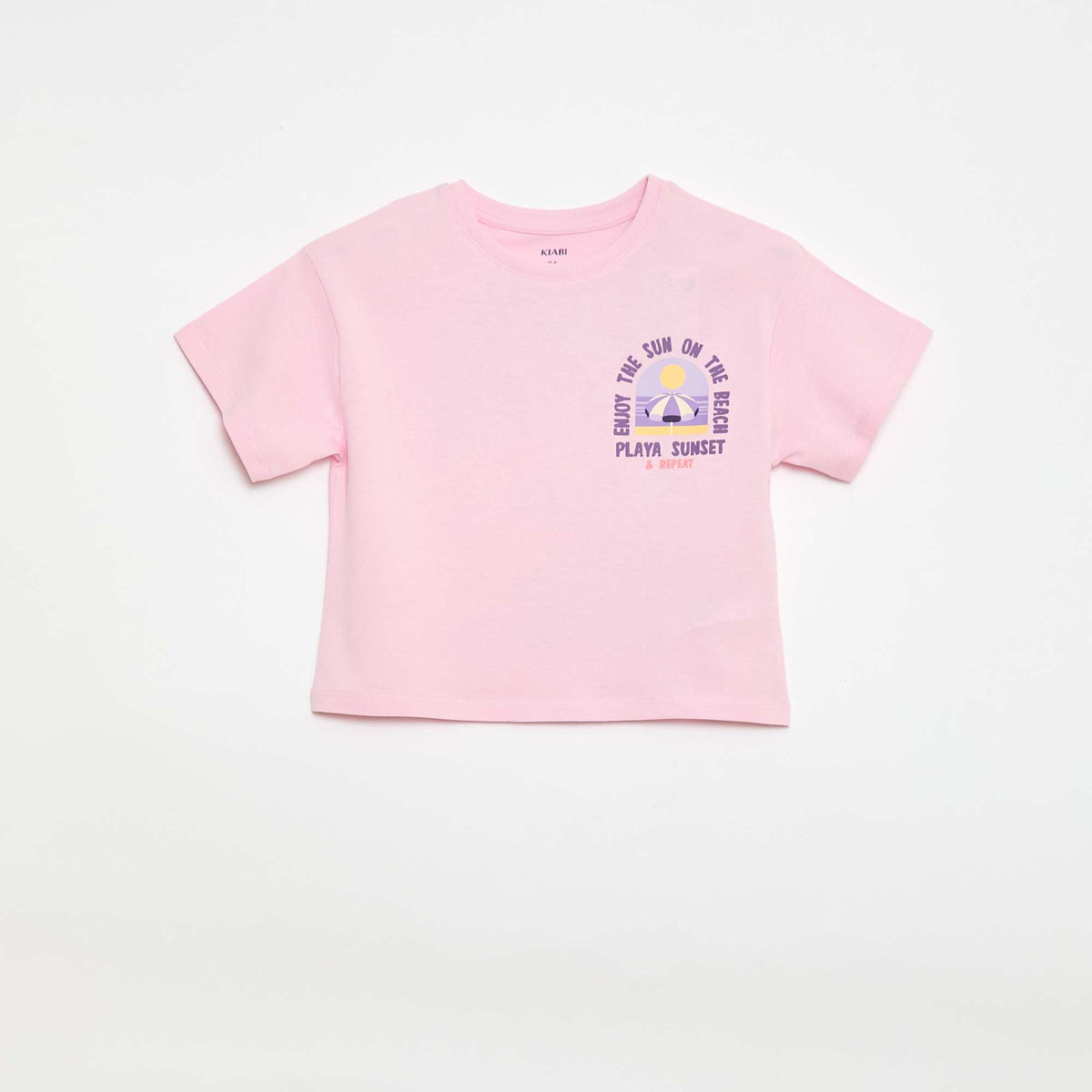 T-shirt coupe loose imprimé dos & poitrine ROSE