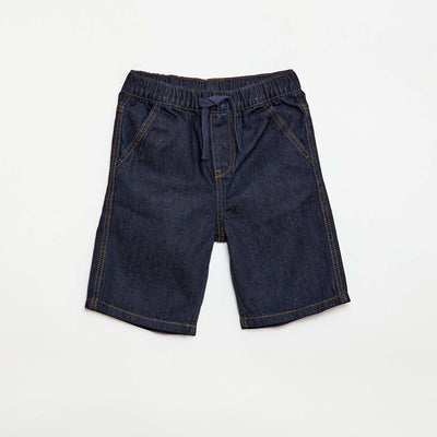 Bermuda en denim avec cordons de serrage BLEU