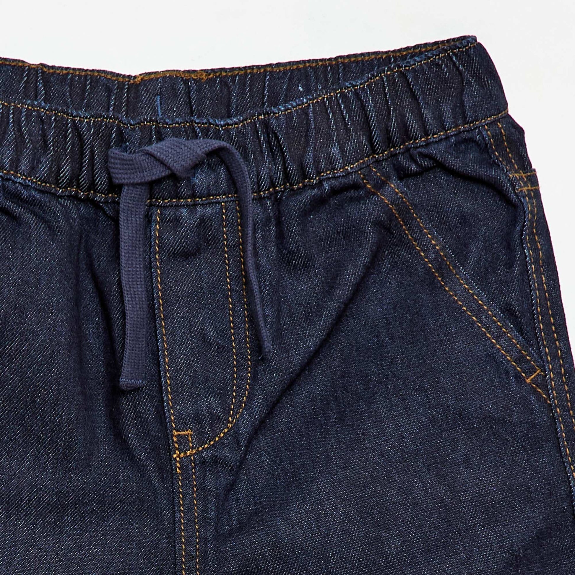 Bermuda en denim avec cordons de serrage BLEU