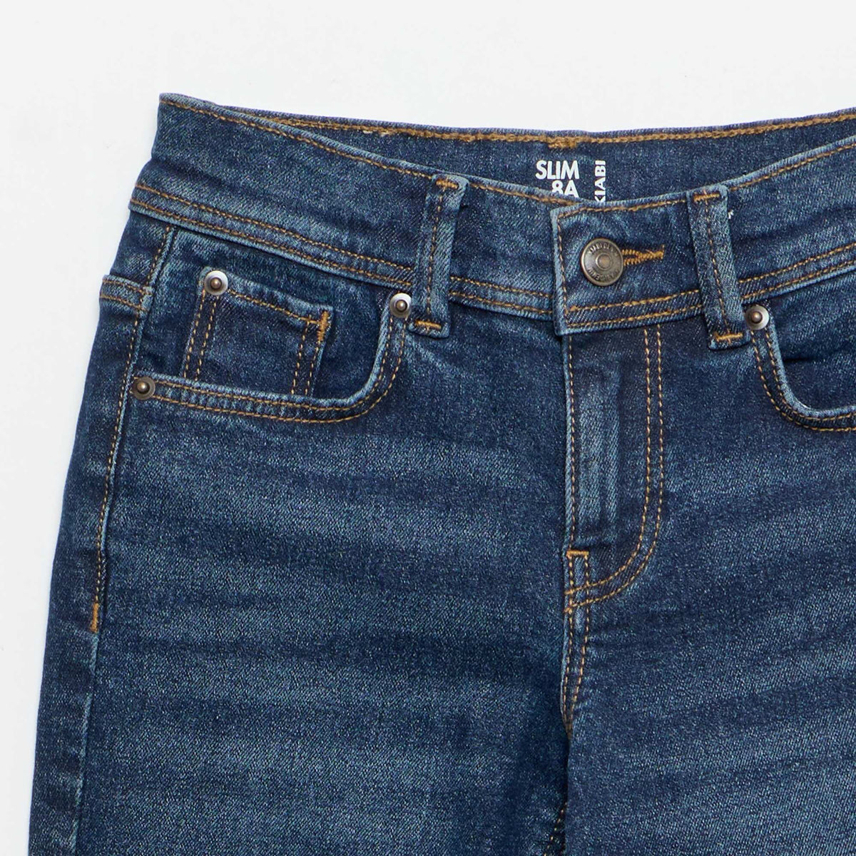 Jean slim avec taille ajustable BLEU