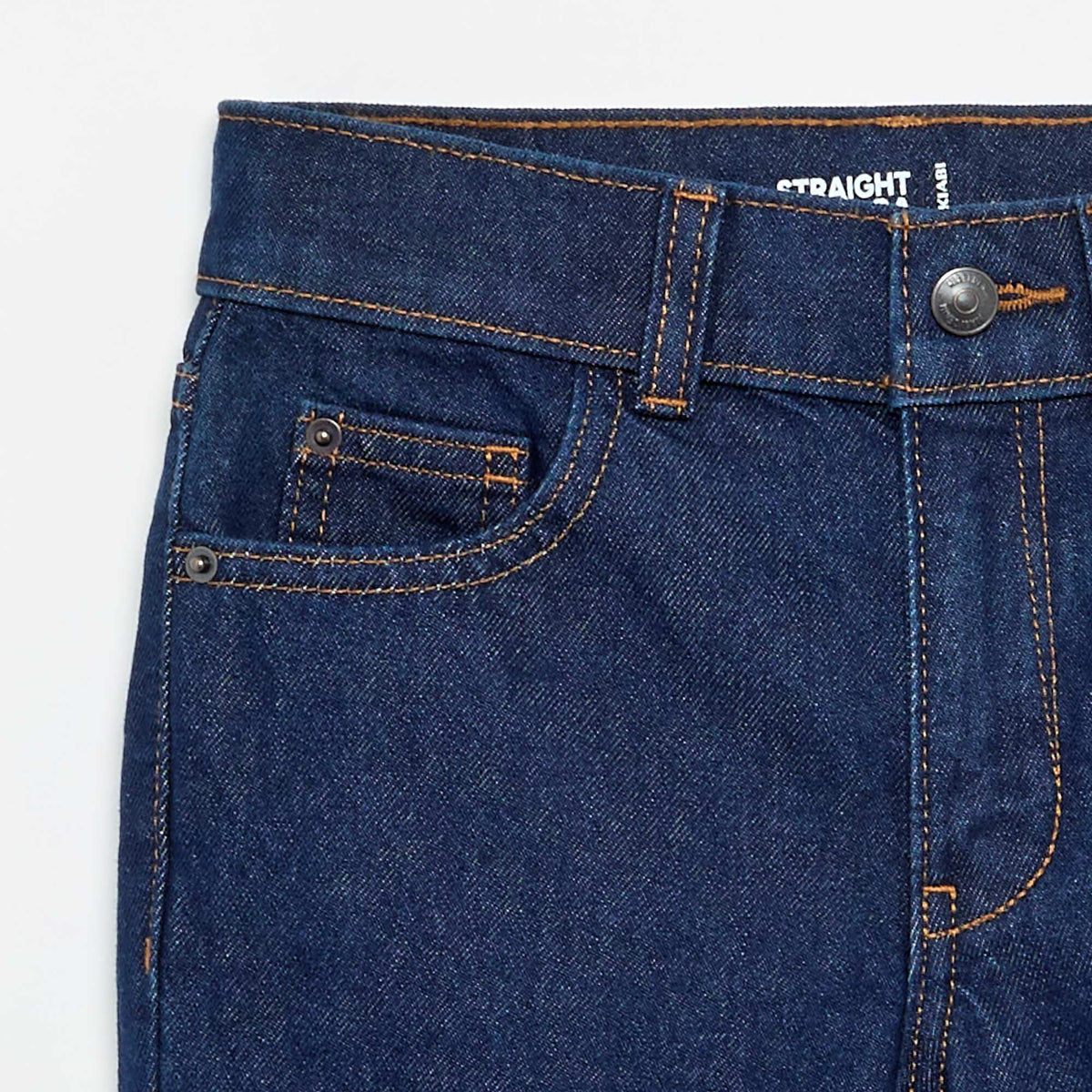 Jean regular à taille haute 5 poches BLEU