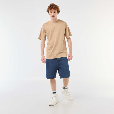 Bermuda regular baggy en coton BLEU
