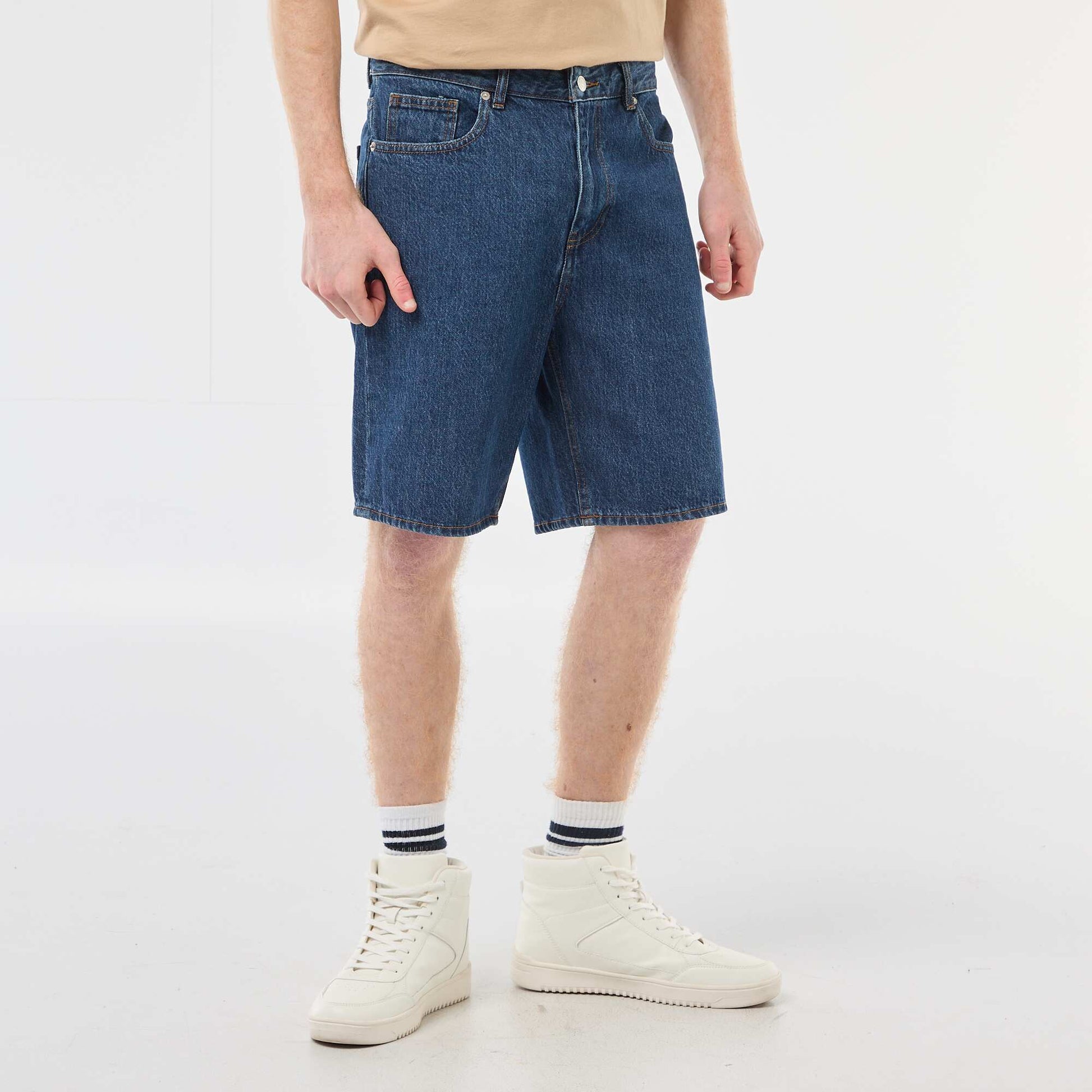 Bermuda regular baggy en coton BLEU
