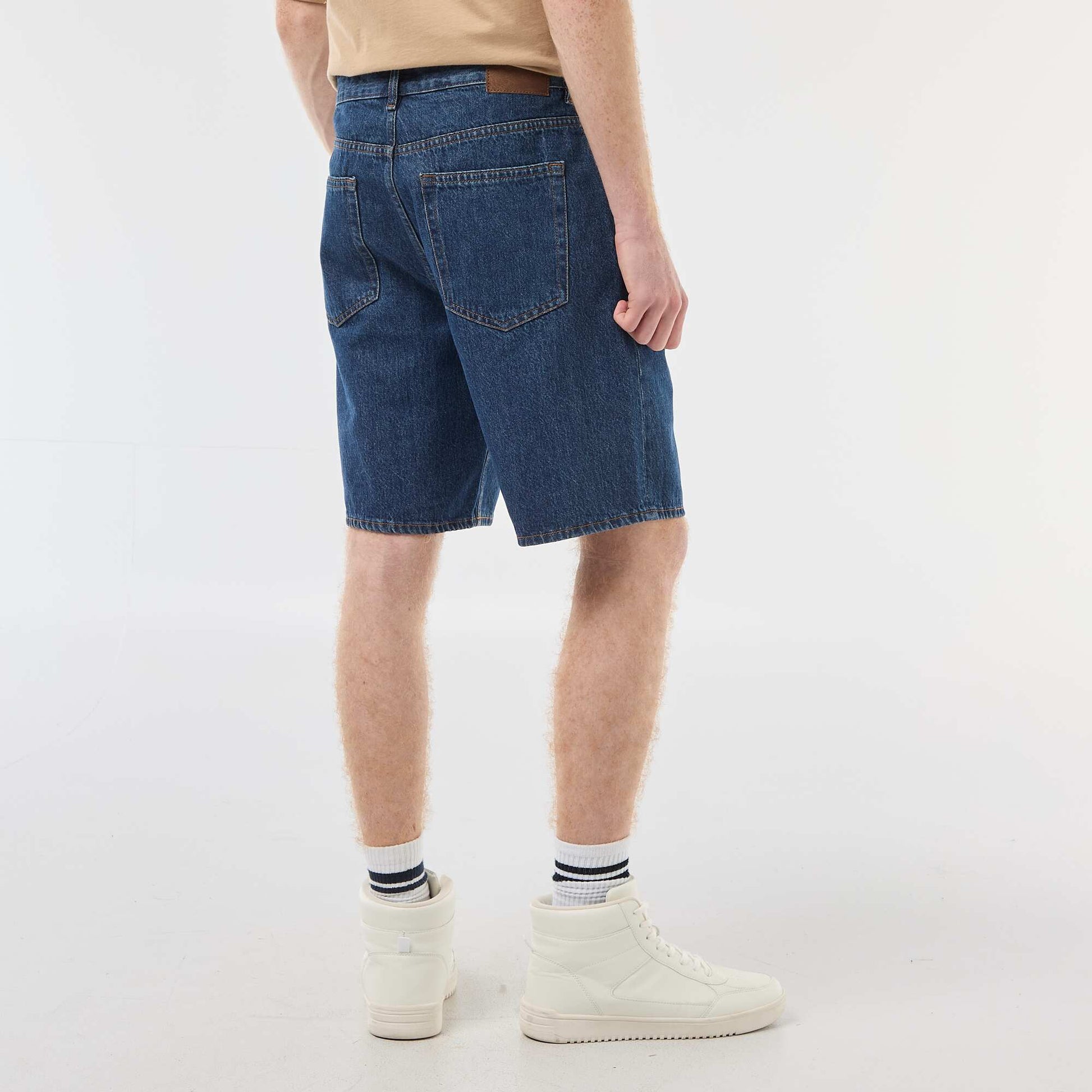 Bermuda regular baggy en coton BLEU