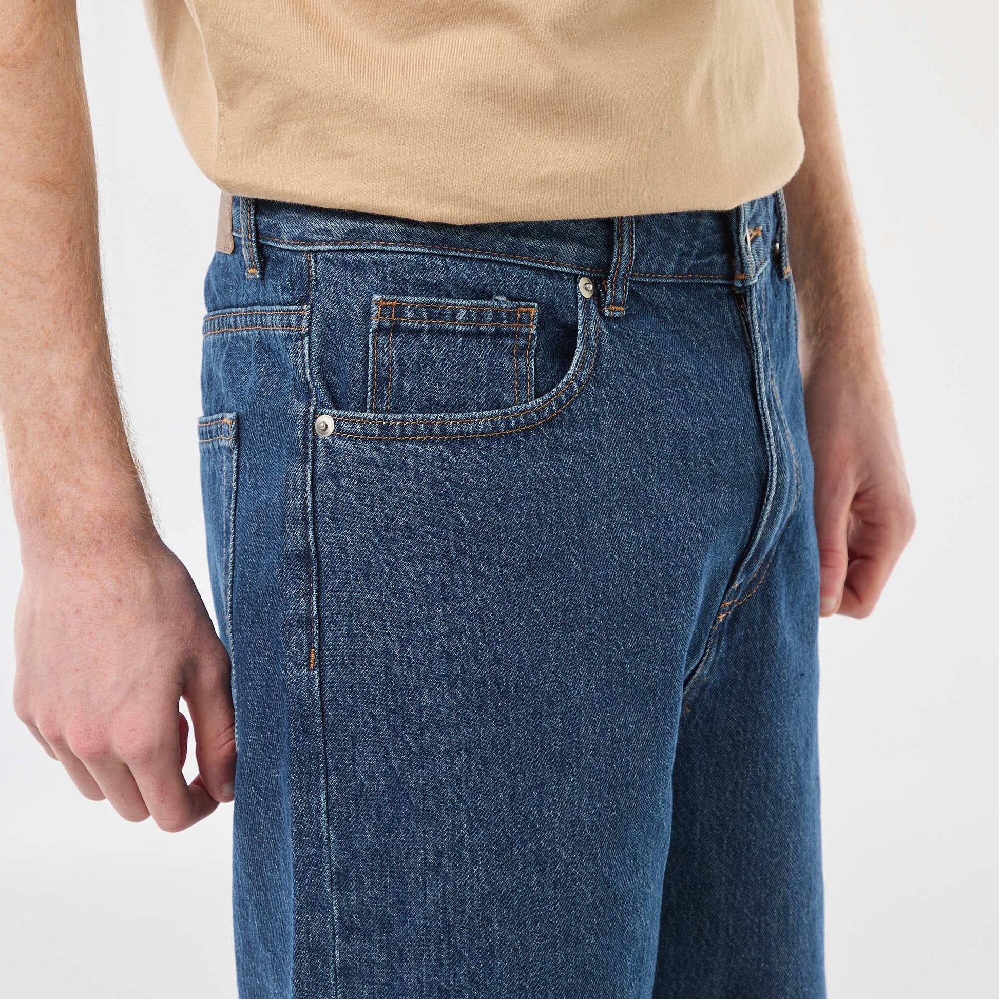 Bermuda regular baggy en coton BLEU