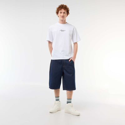 Bermuda denim baggy en coton BLEU