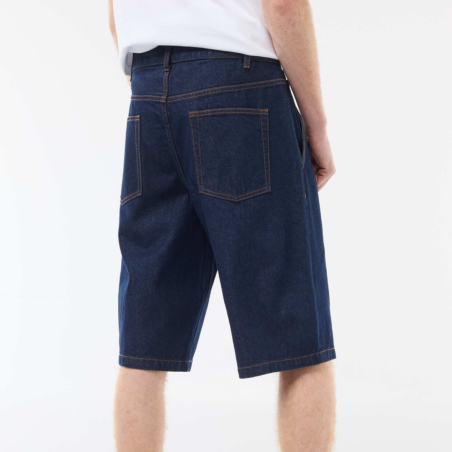 Bermuda denim baggy en coton BLEU